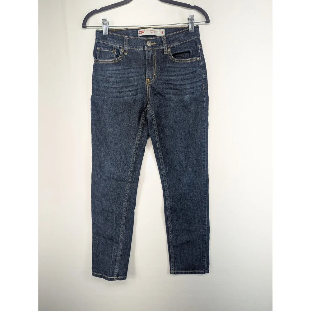 Levi's 502 Regular Taper Boys Jeans Size 12 Reg Dark Wash‎ Denim 26x27